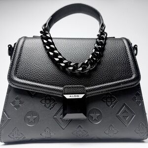 ALDO Black Embossed Top Handle Bag | Chain Handle Luxury Look